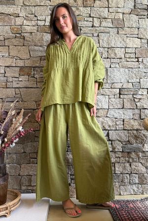 Frame Cotton Classic Pin Tuck Smock Olive